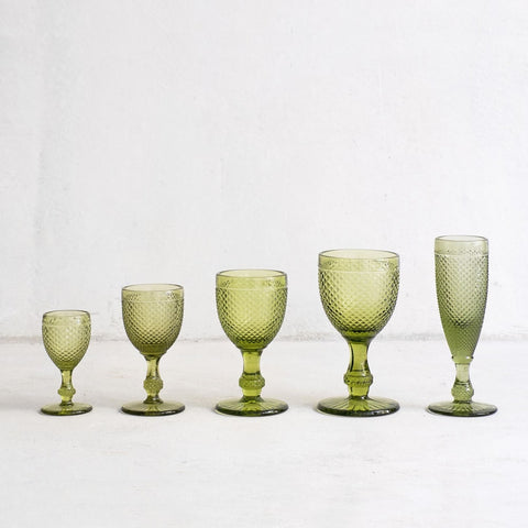 Weißes Weinglas in Grün - 6er-Set